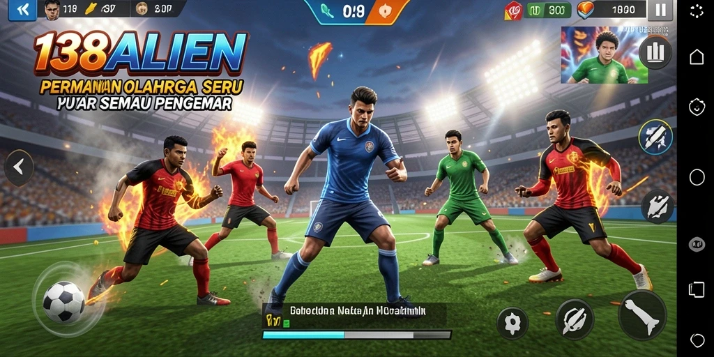 Tampilan gameplay <strong>138ALIEN</strong> dengan aksi olahraga yang seru dan interaktif.