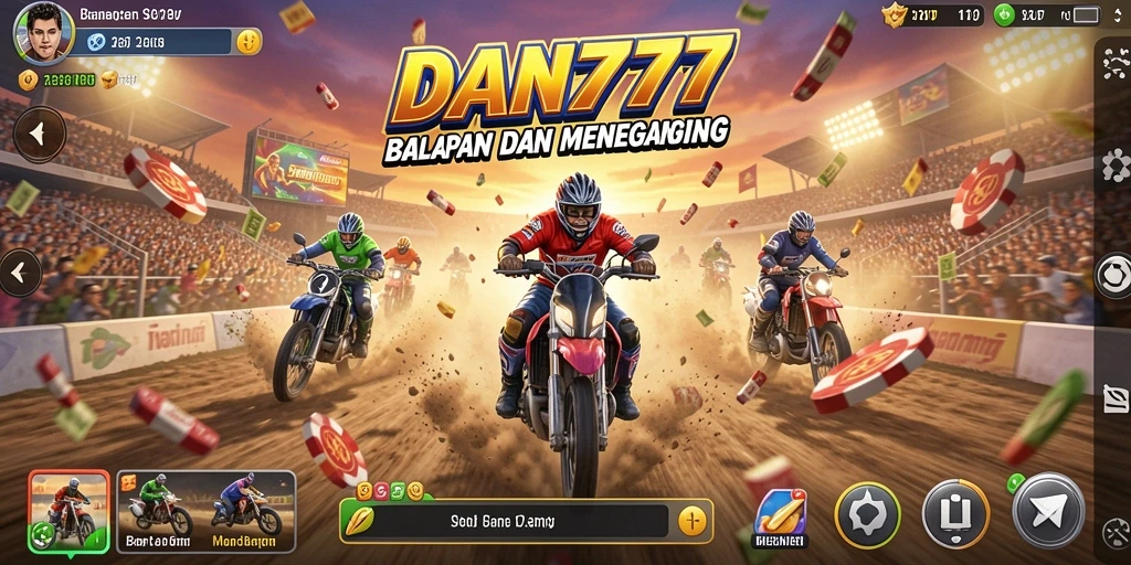 Tampilan gameplay menegangkan di DAN777 dengan balapan cepat.