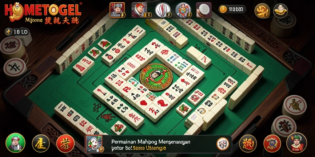 Gambaran gameplay Mahjong yang seru di HOMETOGEL.