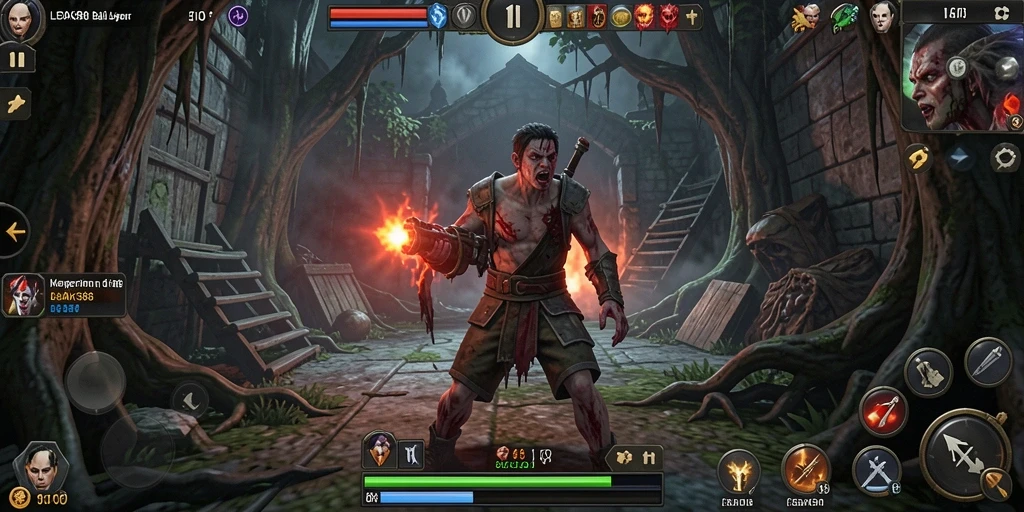 Screenshot gameplay LEDAK388 menampilkan suasana Horror yang mencekam.