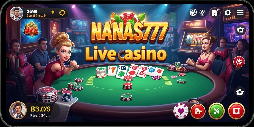 Screenshot permainan Live Casino NANAS777 yang menampilkan dealer langsung dan suasana kasino.