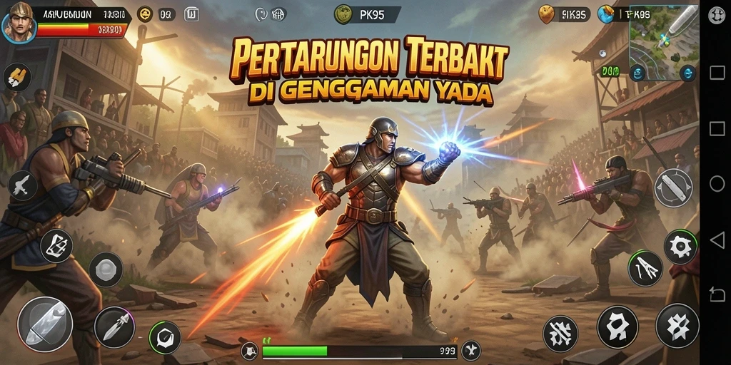 Screenshot PK95 menampilkan aksi pertarungan yang mendebarkan.