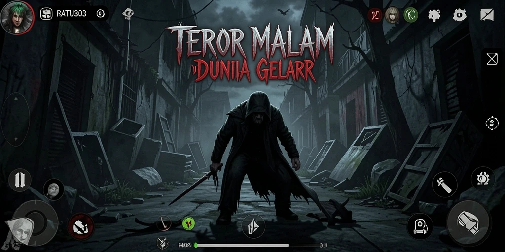 Screenshot gameplay menakutkan dari RATU303 di dunia horror.