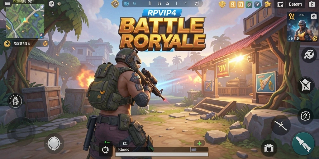 Screenshot utama RPVIP4 yang menampilkan intense Battle Royale gameplay.